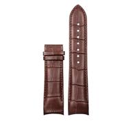 SRTYDCUR Compatible con Tissot T035, hebilla de acero mariposa, correa piel becerro, reloj cuero genuino extremo curvo repuesto(Brown-no Buckle,22mm)