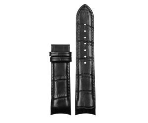 SRTYDCUR Compatible con Tissot T035, hebilla de acero mariposa, correa piel becerro, reloj cuero genuino extremo curvo repuesto(Black-no Buckle,22mm)