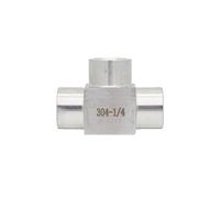 SRTYDCUR Conector en T de 3 vías de acero inoxidable 304 con rosca hembra y macho BSPT/NPT de 1/8", 1/4", 3/8", 1/2" y 3/4". Bloque divisor de presión.(Female-Female-Female,BSPT_1/4")