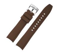 SRTYDCUR Correa compatible con Omega X. Compatible Swatch. Compatible Seamaster 300. Compatible Citizen. Pulsera de caucho y silicona extremo curvo for hombre mujer(Brown,20mm)
