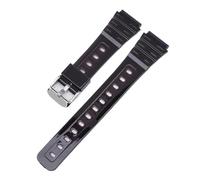 SRTYDCUR Correa de caucho compatible con Casio F91W, F-84, F-105, 108, A158, A168, AE1200 y AE1300, universal, transparente, TPU, 18 mm(Black silver)