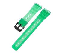 SRTYDCUR Correa de caucho compatible con Casio F91W, F-84, F-105, 108, A158, A168, AE1200 y AE1300, universal, transparente, TPU, 18 mm(Green black)