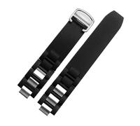 SRTYDCUR Correa de caucho resistente al agua compatible con la correa de silicona Cartier 21 Century Series de 20 x 10 mm, color blanco y negro, for hombre y mujer.(Black Silvery Buckle)