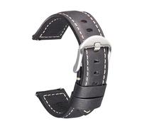 SRTYDCUR Correa de cuero 20/22/24/26 mm con hebilla acero inoxidable for hombre, correa repuesto estilo retro Crazy Horse, accesorio for reloj(Black silver,20mm)