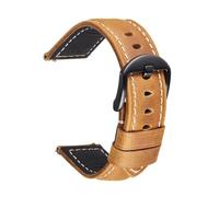 SRTYDCUR Correa de cuero 20/22/24/26 mm con hebilla acero inoxidable for hombre, correa repuesto estilo retro Crazy Horse, accesorio for reloj(Light brown black,20mm)