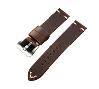SRTYDCUR Correa de cuero Crazy Horse vintage con costuras suaves for reloj hombre, compatible Panerai(Brown,18mm)