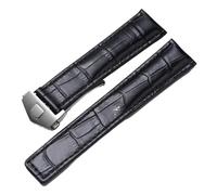 SRTYDCUR Correa de piel auténtica compatible con reloj Tag Heuer Carrera Monaco, correa, pulsera negra y marrón(Black-silver,20mm)