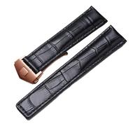 SRTYDCUR Correa de piel auténtica compatible con reloj Tag Heuer Carrera Monaco, correa, pulsera negra y marrón(Black-rosegold,20mm)