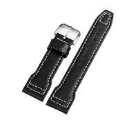 SRTYDCUR Correa de piel vacuno compatible con IWC PILOT Portugal PORTOFINO for el Principito Iw327004 Iw377714(Black White type1,22mm)