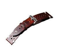 SRTYDCUR Correa de reloj 20 mm y 22, hecha a mano, color marrón antiguo, negra, suave, for hombre, pulsera vintage piel vaca con cera aceite, compatible Casio Omega(Red brown,20mm)