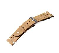 SRTYDCUR Correa de reloj 20 mm y 22, hecha a mano, color marrón antiguo, negra, suave, for hombre, pulsera vintage piel vaca con cera aceite, compatible Casio Omega(Yellow brown,22mm)