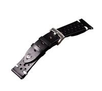 SRTYDCUR Correa de reloj 20 mm y 22, hecha a mano, color marrón antiguo, negra, suave, for hombre, pulsera vintage piel vaca con cera aceite, compatible Casio Omega(Black,20mm)