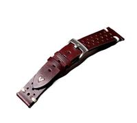 SRTYDCUR Correa de reloj 20 mm y 22, hecha a mano, color marrón antiguo, negra, suave, for hombre, pulsera vintage piel vaca con cera aceite, compatible Casio Omega(Red,22mm)