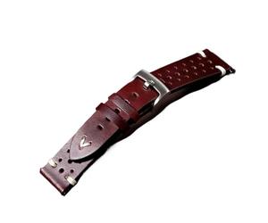 SRTYDCUR Correa de reloj 20 mm y 22, hecha a mano, color marrón antiguo, negra, suave, for hombre, pulsera vintage piel vaca con cera aceite, compatible Casio Omega(Red,20mm)