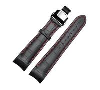 SRTYDCUR Correa de reloj compatible con Tissot Seiko, compatible con Omega Breitling, con cierre de mariposa de repuesto, de piel de becerro, color marrón y negro.(Black-red-black,23mm)