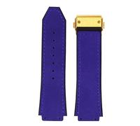 SRTYDCUR Correa de reloj cuero mate compatible con la serie Big Bang, interfaz convexa y base silicona piel vaca, 25 a 19 mm(Blue gold clasp)
