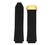 SRTYDCUR Correa de reloj cuero mate compatible con la serie Big Bang, interfaz convexa y base silicona piel vaca, 25 a 19 mm(Black gold clasp)