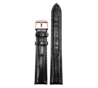 SRTYDCUR Correa de reloj cuero universal extendida 12/14/16/18/19/20/21/22/23 mm, interfaz plana y recta, correa piel vaca(Black rose B,19mm)