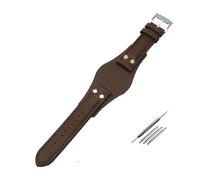 SRTYDCUR Correa de reloj de cuero genuino de 22 mm compatible con Fossil CH2592 CH2564 CH2565 CH2891 CH3051, correa de bandeja for hombre con remaches.(Brown-Silver Buckle)