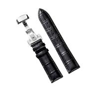 SRTYDCUR Correa de reloj piel becerro negra y marrón for negocios, estilo informal, con hebilla mariposa estampado cocodrilo(Black,18mm)