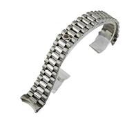 SRTYDCUR Correa de repuesto for reloj pulsera NFR 20 mm, acero inoxidable 316L, con eslabones tornillo extremo curvo sólido, compatible Rolex President(Silvery)