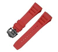 SRTYDCUR Correa de Silicona Compatible con Richard Mille, Resistente al Sudor, Suave y cómoda, con Boca elevada, Pulsera de 25 mm.(Red-Black)