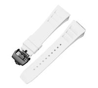 SRTYDCUR Correa de Silicona Compatible con Richard Mille, Resistente al Sudor, Suave y cómoda, con Boca elevada, Pulsera de 25 mm.(White-Black)