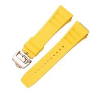 SRTYDCUR Correa de Silicona Compatible con Richard Mille, Resistente al Sudor, Suave y cómoda, con Boca elevada, Pulsera de 25 mm.(Yellow-Rose Gold)