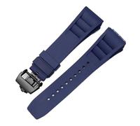SRTYDCUR Correa de Silicona Compatible con Richard Mille, Resistente al Sudor, Suave y cómoda, con Boca elevada, Pulsera de 25 mm.(Blue-Black)