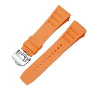 SRTYDCUR Correa de Silicona Compatible con Richard Mille, Resistente al Sudor, Suave y cómoda, con Boca elevada, Pulsera de 25 mm.(Orange-Silver)
