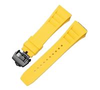 SRTYDCUR Correa de Silicona Compatible con Richard Mille, Resistente al Sudor, Suave y cómoda, con Boca elevada, Pulsera de 25 mm.(Yellow-Black)