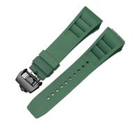 SRTYDCUR Correa de Silicona Compatible con Richard Mille, Resistente al Sudor, Suave y cómoda, con Boca elevada, Pulsera de 25 mm.(Green-Black)