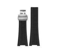 SRTYDCUR Correa de silicona con muesca 25 x 13 mm y conector compatible Patek Philippe Nautilus 5711, 5726 5712 g(Black silver)
