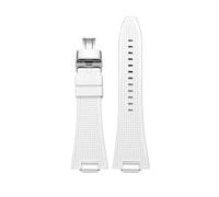 SRTYDCUR Correa de silicona de liberación rápida for reloj de 27 mm, compatible con Tissot PRX T137.407 T137.410, correa de caucho fluorado for hombre.(White-silver2)