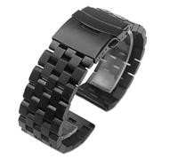 SRTYDCUR Pulsera de acero inoxidable macizo de 18 mm, 20 mm, 22 mm y 24 mm, correa de repuesto for reloj de mujer y hombre, correa de metal for pulsera Seiko.(Black,24mm)