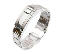 SRTYDCUR Pulsera de reloj compatible con Rolex SUBMARINER DAYTONA SUP GMT for hombre, cierre botón ajuste fino, cadena acero inoxidable 904L 20 mm y 21(Silver,21mm)