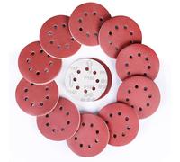 Sruhrak 100 Piezas Disco de Lija 180 Grano, 125 mm Redondas Papel de Lija 8 Agujeros Hojas de Lija para Lijadora Orbital Excéntrica