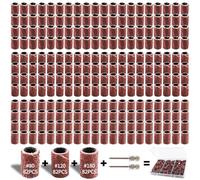 Sruhrak 248 Piezas Tambores de Lijado, con Caja Libre，80/120/180 Grano(Rojo) incluso 246 Piezas Bandas de Lija y 2 Piezas Mandriles de Tambor Juego Kit para Amoladora Taladro Madera