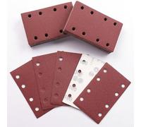 Sruhrak 50 Piezas 80x133mm Lijas para Lijadora, 100 Grano Rectangulares Papel de Lija 8 Agujeros Hojas de Lija para Rectangulares Lijadoras y Lijadora Orbital