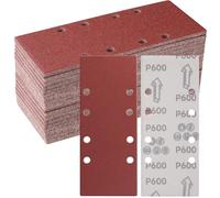 Sruhrak 50 Piezas 93 x 230mm Lijas para Lijadora, 600 Grano Rectangulares Papel de Lija 8 Agujeros Hojas de Lija para Rectangulares Lijadoras y Lijadora Orbital
