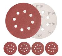Sruhrak Disco de Lija 125 mm 20 x 40/60/80/120 Grano 8 Agujeros Papel de Lija 125 mm para Lijadora Orbital Excéntrica (80 Piezas)