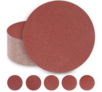 Sruhrak Disco de Lija 180 mm 10 X 40/60/80/120/240 Grano Papel de Lija 180 mm para Lijadora de Cuello Largo Lijadora de Paredes y Techos (50 Piezas)