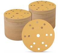 Sruhrak Discos de lija 150 mm 100 piezas, 100 grit 6 inch 15 holes sanding disc pads 150 mm for Sandpaper for Orbital Sander and all oscillating tools