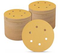 Sruhrak Discos de lija 150 mm 100 piezas, 20x 80/120/220/320/400 grano 6 pulgadas almohadilla de disco de lijado de 6 agujeros para Papel de lija para lijadora orbital