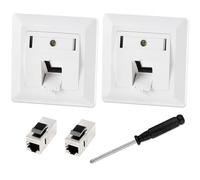 SRunDe 2 Piezas Toma Red Empotrada RJ45 con 2 Modulo Keystone rj45 cat 7