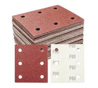 SRunDe 60 Piezas Lijas para Lijadora Orbital 101x115mm 80 Grano 6 Agujeros | Papel de Lija Schleifpapier para Rectangulares Lijadoras y Lijadora Orbital Compatible con Makita BO4555 BO4554 BO4561