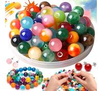 Srup 100 Piezas Perlas para Pulseras, Cuentas Redondas de Piedras Preciosas 10MM, Beads for Jewelry Making, Mezcla de Cuentas Redondas de Piedras Preciosas, Pulseras DIY Bisutería Hacer Collares