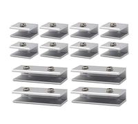 Srup 12 Piezas Soportes para Cristal, 6-8mm Soporte para Estantería, Aluminio Abrazaderas de Cristal, para Ventana, Barandilla, Escalera, Cuarto de Baño