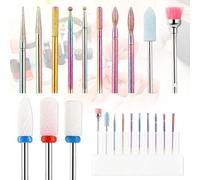 Srup 13 Piezas Juego de puntas para lijadora de uñas, Juego de Brocas para Manicura Eléctrica, Juego Brocas para Uñas Portátil, Broca de diamante para limar de uñas, Profesional Brocas para Uñas