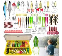 Srup 131 Piezas Pesca Artificial Duro, Multi-Segmentos Swimbait, Wobbler Flotante, Cebos Artificiales, Dispositivo de Pesca para Peces Depredadores, con 2 Anzuelos Triples, Cebo Biónico